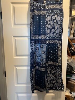 Navy Blue Bandana Print Pants